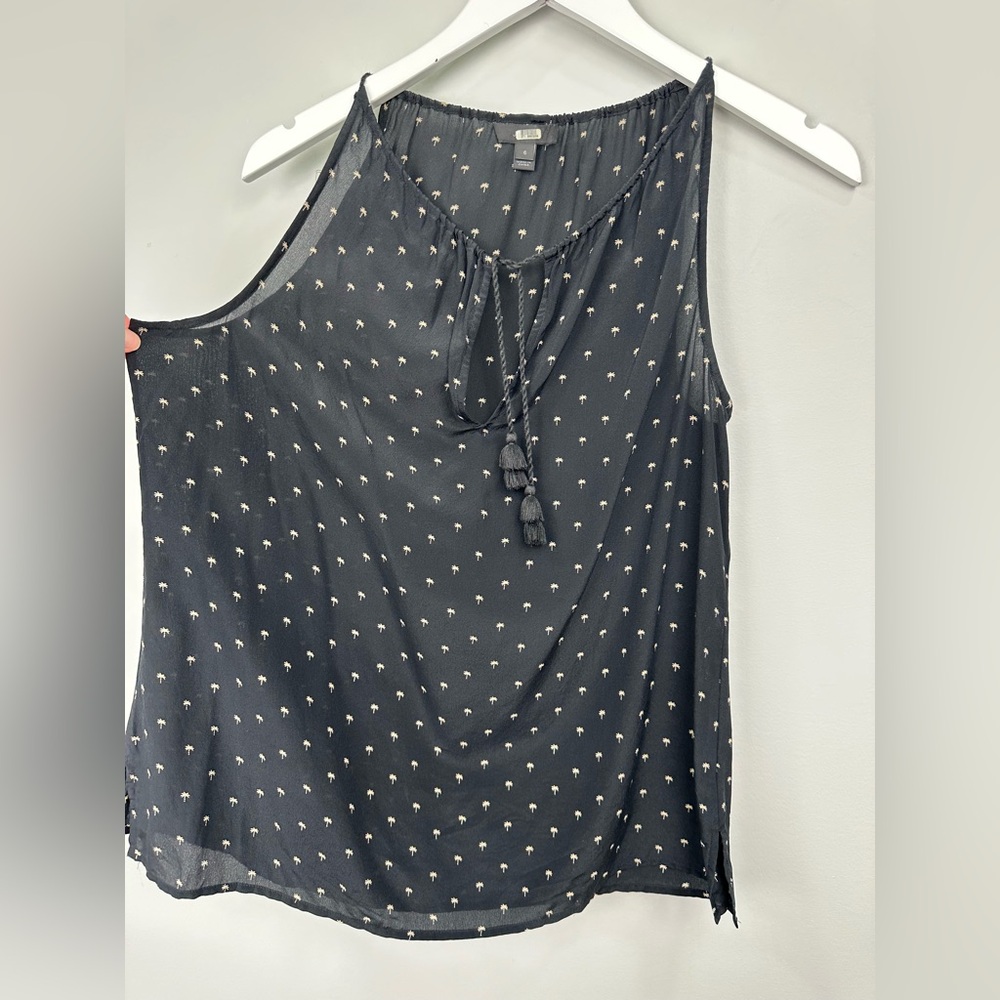 J. Crew Silk Tie Neck in Palm Tree Novelty Print Tank Top Blouse Size 6 - Picture 5 of 10